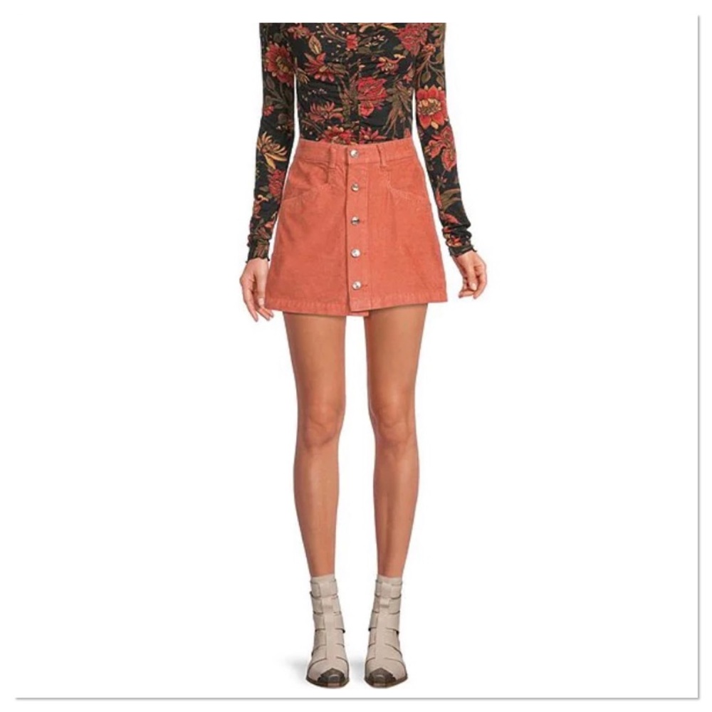 Free People Ray High Rise Button Front A-line Mini Skirt